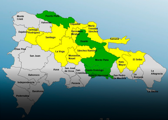 COE mantiene 16 provincias en alerta amarilla y verde por vaguada