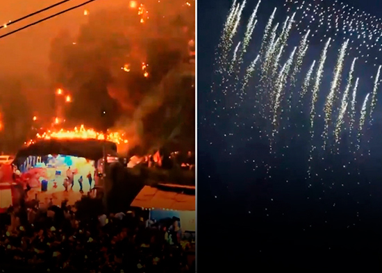 VIDEO: Una lluvia de fuego cae del cielo durante un espectáculo