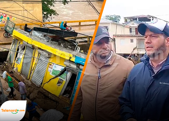 Autoridades evalúan daños causados por el desborde del río Joba en comunidad de Gaspar Hernández