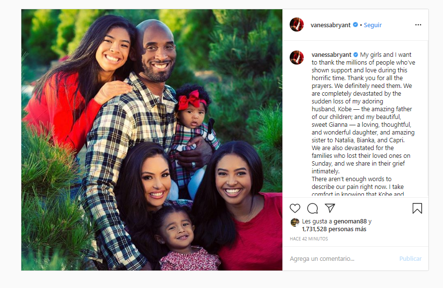 Vanessa Bryant dedica emotivo mensaje tras las muertes de Kobe y Gianna 002